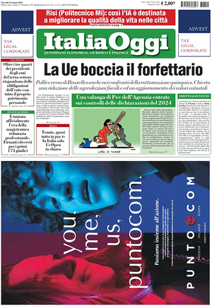 Prima pagina ItaliaOggi di oggi - Quotidiano finanza
