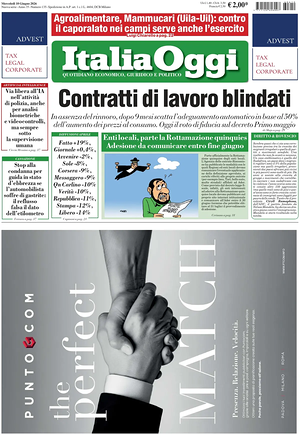Prima pagina ItaliaOggi di oggi - Quotidiano finanza