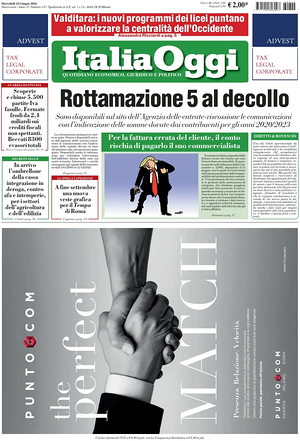 Prima pagina ItaliaOggi di oggi - Quotidiano finanza