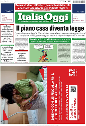 Prima pagina ItaliaOggi di oggi - Quotidiano finanza