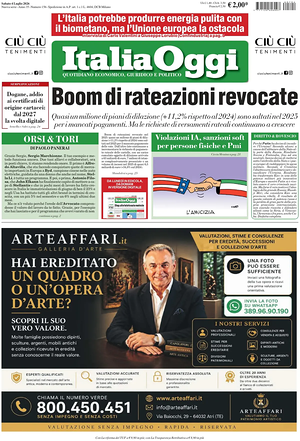 Prima pagina ItaliaOggi di oggi - Quotidiano finanza