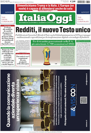 Prima pagina ItaliaOggi di oggi - Quotidiano finanza