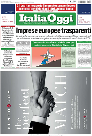 Prima pagina ItaliaOggi di oggi - Quotidiano finanza