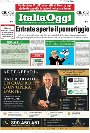 Prima pagina ItaliaOggi di oggi - Quotidiano finanza