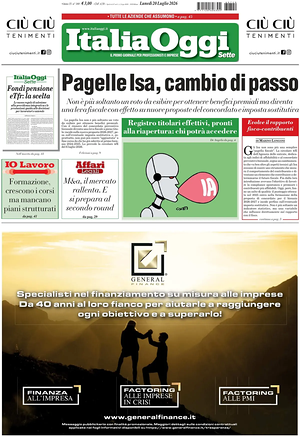 Prima pagina ItaliaOggi di oggi - Quotidiano finanza