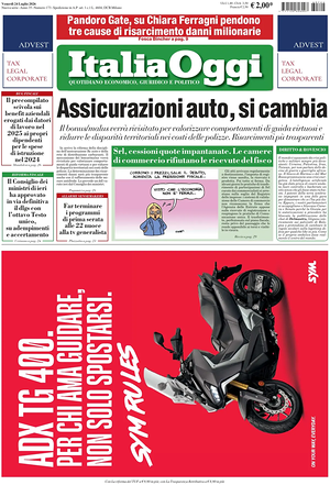 Prima pagina ItaliaOggi di oggi - Quotidiano finanza