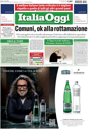 Prima pagina ItaliaOggi di oggi - Quotidiano finanza