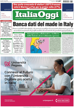 Prima pagina ItaliaOggi di oggi - Quotidiano finanza