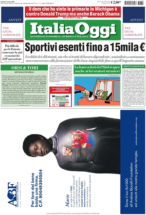 Prima pagina ItaliaOggi di oggi - Quotidiano finanza