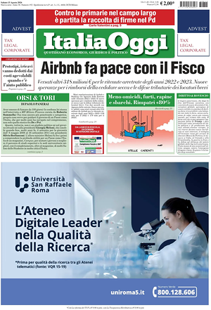 Prima pagina ItaliaOggi di oggi - Quotidiano finanza