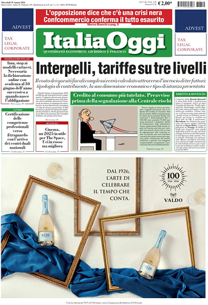 Prima pagina ItaliaOggi di oggi - Quotidiano finanza