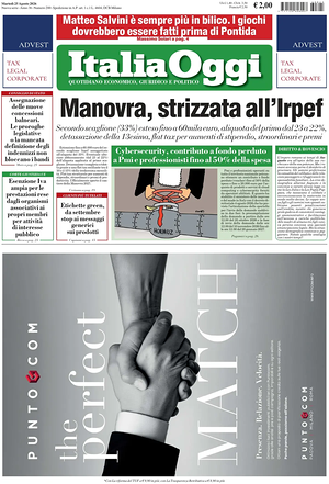 Prima pagina ItaliaOggi di oggi - Quotidiano finanza