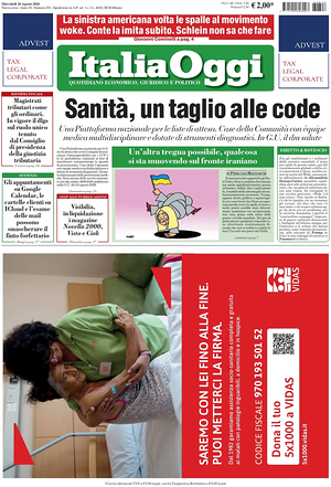 Prima pagina ItaliaOggi di oggi - Quotidiano finanza