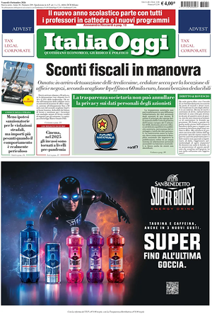 Prima pagina ItaliaOggi di oggi - Quotidiano finanza