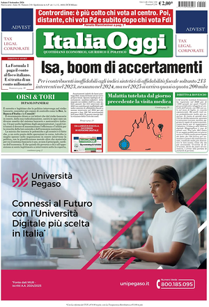Prima pagina ItaliaOggi di oggi - Quotidiano finanza