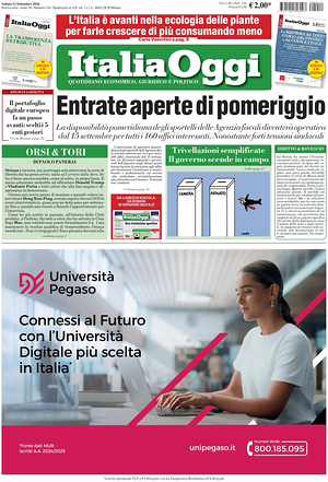 Prima pagina ItaliaOggi di oggi - Quotidiano finanza