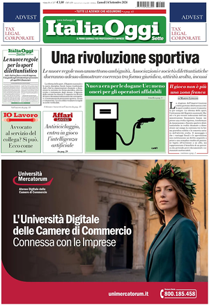 Prima pagina ItaliaOggi di oggi - Quotidiano finanza