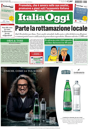 Prima pagina ItaliaOggi di oggi - Quotidiano finanza