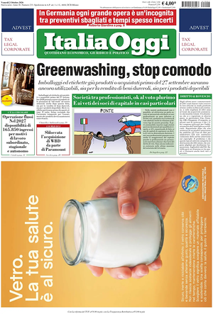 Prima pagina ItaliaOggi di oggi - Quotidiano finanza
