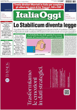 Prima pagina ItaliaOggi di oggi - Quotidiano finanza