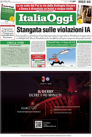 Prima pagina ItaliaOggi di oggi - Quotidiano finanza