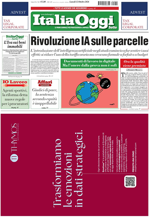 Prima pagina ItaliaOggi di oggi - Quotidiano finanza