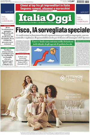 Prima pagina ItaliaOggi di oggi - Quotidiano finanza