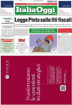 ItaliaOggi prima pagina