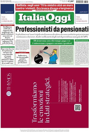 Prima pagina ItaliaOggi di oggi - Quotidiano finanza