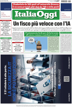 ItaliaOggi prima pagina