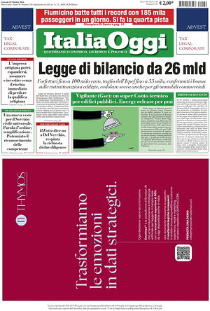 ItaliaOggi prima pagina