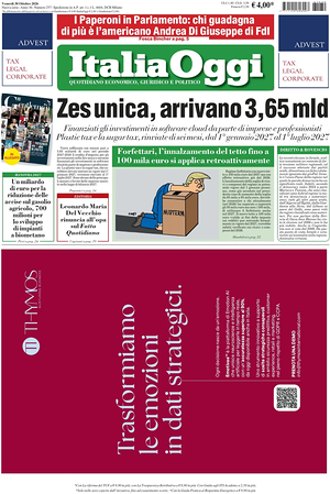 Prima pagina ItaliaOggi di oggi - Quotidiano finanza