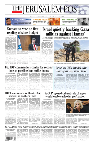 Prima pagina The Jerusalem Post di oggi - Quotidiano estero