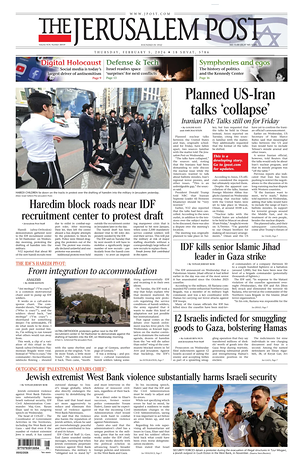 Prima pagina The Jerusalem Post di oggi - Quotidiano estero