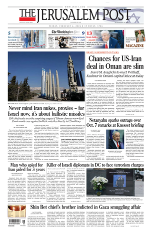 Prima pagina The Jerusalem Post di oggi - Quotidiano estero