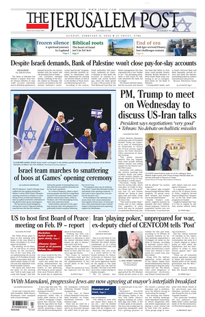 Prima pagina The Jerusalem Post di oggi - Quotidiano estero