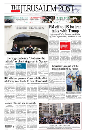 Prima pagina The Jerusalem Post di oggi - Quotidiano estero