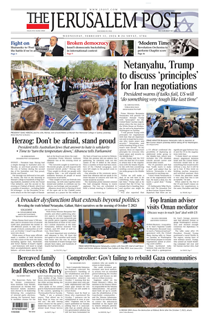 Prima pagina The Jerusalem Post di oggi - Quotidiano estero