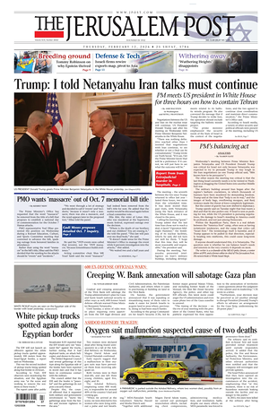 Prima pagina The Jerusalem Post di oggi - Quotidiano estero