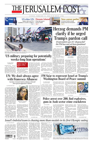 Prima pagina The Jerusalem Post di oggi - Quotidiano estero