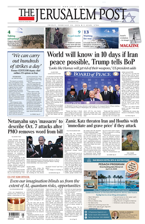 Prima pagina The Jerusalem Post di oggi - Quotidiano estero