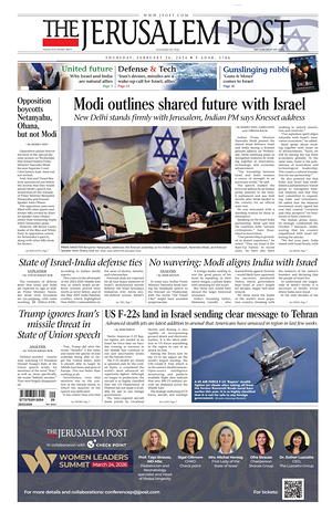 Prima pagina The Jerusalem Post di oggi - Quotidiano estero