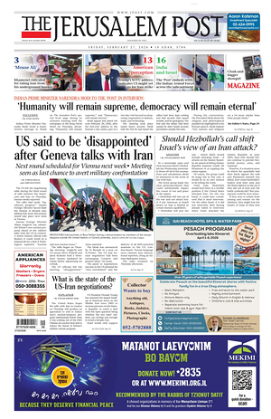 Prima pagina The Jerusalem Post di oggi - Quotidiano estero
