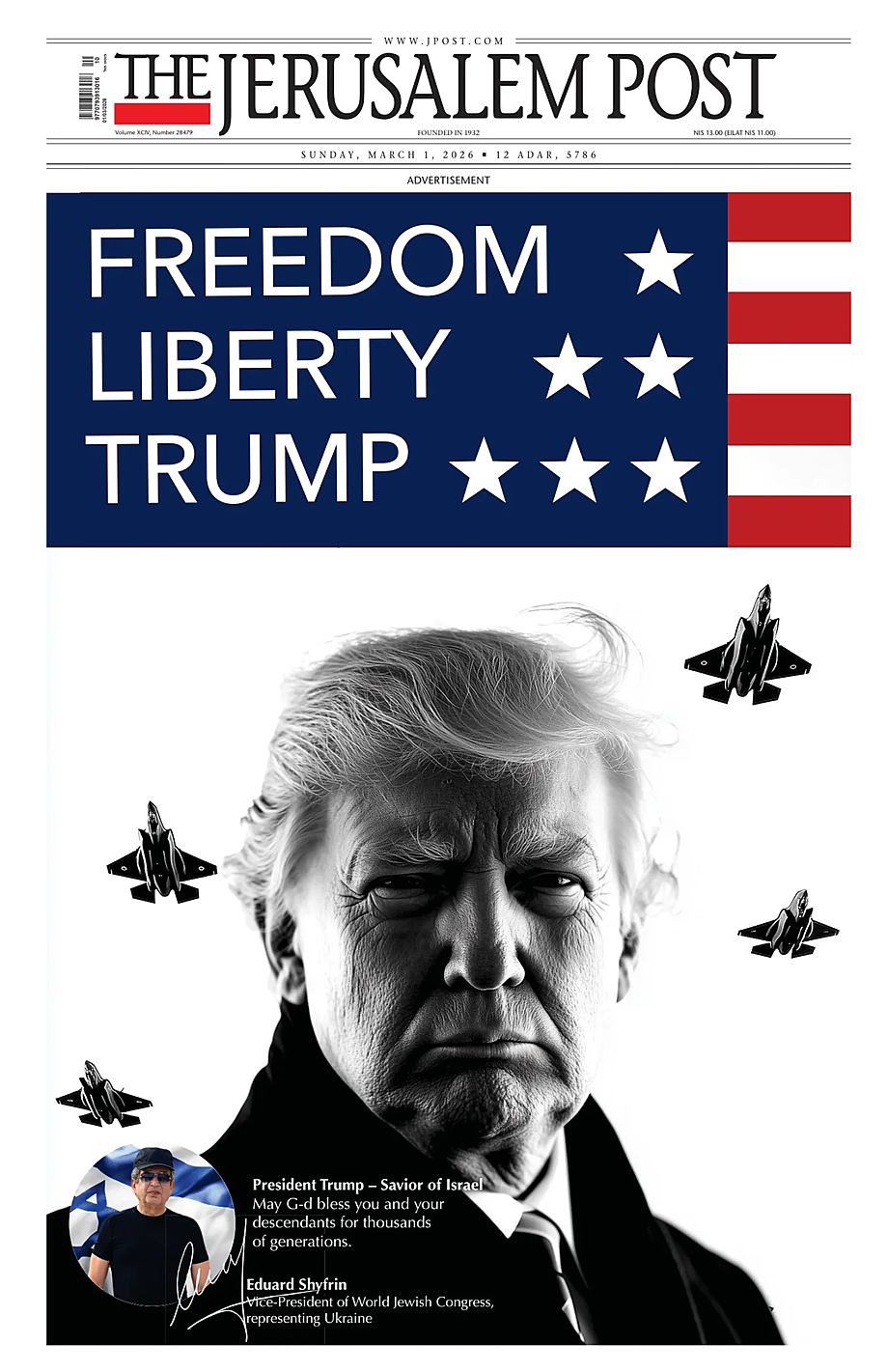 Prima pagina The Jerusalem Post di oggi - Edicola 1 Marzo 2026