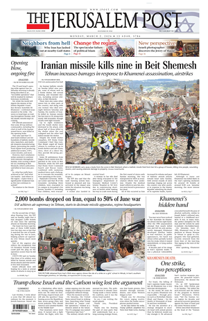 Prima pagina The Jerusalem Post di oggi - Quotidiano estero