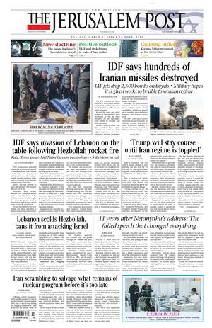 Prima pagina The Jerusalem Post di oggi - Quotidiano estero
