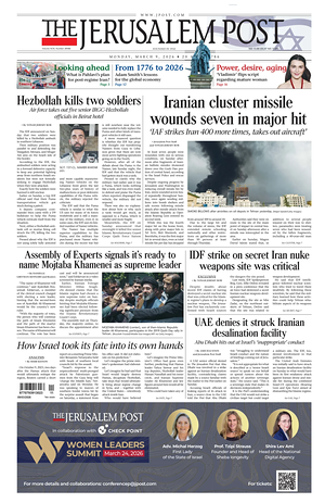 Prima pagina The Jerusalem Post di oggi - Quotidiano estero