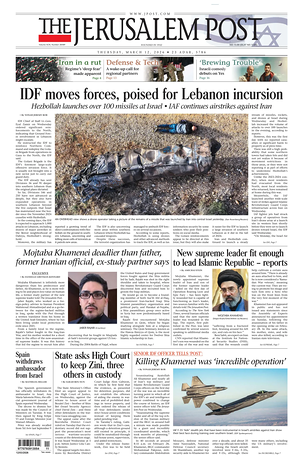 Prima pagina The Jerusalem Post di oggi - Quotidiano estero