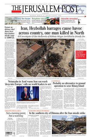 Prima pagina The Jerusalem Post di oggi - Quotidiano estero