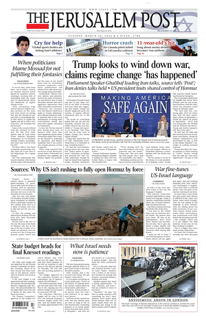 Prima pagina The Jerusalem Post di oggi - Quotidiano estero